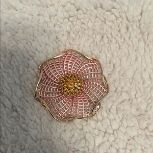 Elegant Pink and Gold Flower Brooch